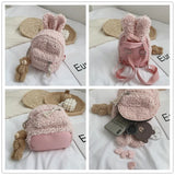 Mini Plush Bunny Ear Backpack for Women