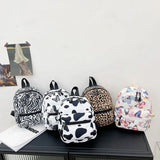 Animal Print Mini Women's Backpack Nylon Teen Girls School Bag