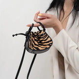 Checkerboard Mini Handbag Drawstr Crossbody Purse for Women