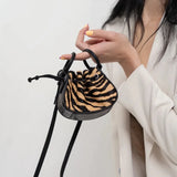 Checkerboard Mini Handbag Drawstr Crossbody Purse for Women