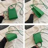 Mini Croc PU Leather Crossbody Phone Bag Short Handle Summer Shoulder Bag