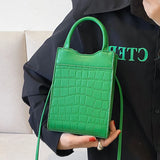 Mini Croc PU Leather Crossbody Phone Bag Short Handle Summer Shoulder Bag
