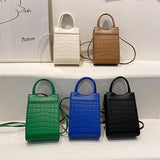 Mini Croc PU Leather Crossbody Phone Bag Short Handle Summer Shoulder Bag