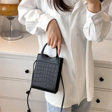 Mini Croc PU Leather Crossbody Phone Bag Short Handle Summer Shoulder Bag