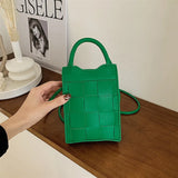 Mini Weave Phone Messenger Bag PU Leather Handbag Summer Shoulder Bag Lady Tote
