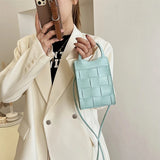 Mini Weave Phone Messenger Bag PU Leather Handbag Summer Shoulder Bag Lady Tote