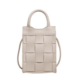 Mini Weave Phone Messenger Bag PU Leather Handbag Summer Shoulder Bag Lady Tote