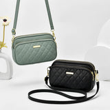 Mini 3-Layer Shoulder Bags For Women Solid Pu Leather Crossbody Phone Purse