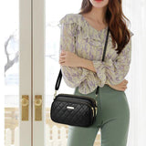 Mini 3-Layer Shoulder Bags For Women Solid Pu Leather Crossbody Phone Purse