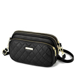 Mini 3-Layer Shoulder Bags For Women Solid Pu Leather Crossbody Phone Purse