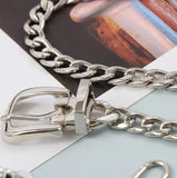 Triangle PU Leather Waist Pack Bling Fanny Pack Metal Chain Belt