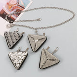 Triangle PU Leather Waist Pack Bling Fanny Pack Metal Chain Belt