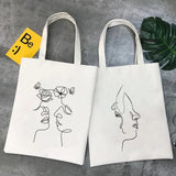 Minimal Rose Flower Butterfly Women Canvas Shopper Bags Cotton Handbags Totes