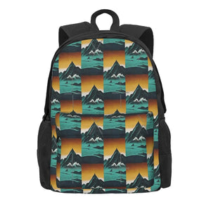 Snowy Mountain Backpacks Men Women Zipper Close Bag