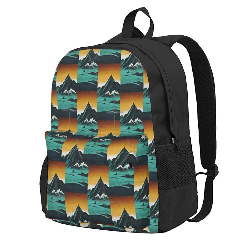 Snowy Mountain Backpacks Men Women Zipper Close Bag