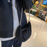 Minimalist Shoulder Bag Women Underarm Zipper Chain Nylon Bag