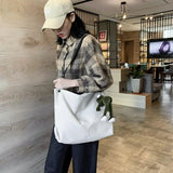 Minimalist Canvas Shoulder Bag Women Large Capacity School Tote Eco Cross Body