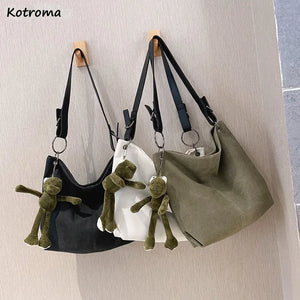 Minimalist Canvas Shoulder Bag Women Large Capacity School Tote Eco Cross Body