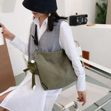 Minimalist Canvas Shoulder Bag Women Large Capacity School Tote Eco Cross Body