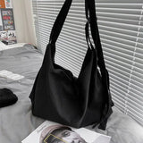 Minimalist Canvas Shoulder Bag Solid Large Capacity Zipper Cross Body