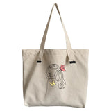 Butterfly Print Canvas Tote Bag Large Capacity Reusable Shopping Beach Bag