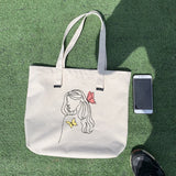 Butterfly Print Canvas Tote Bag Large Capacity Reusable Shopping Beach Bag