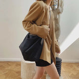 Minimalist PU Leather Shoulder Bag Women Large Capacity Totes Casual Handbags