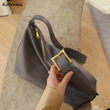 Minimalist PU Leather Shoulder Bag Women Large Capacity Totes Casual Handbags