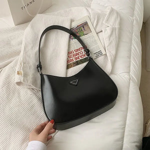 Minimalist PU Leather Shoulder Bag for Women Travel Totes