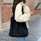 Minimalist Canvas Shoulder Bag High Capacity Totes Shopping Eco-Friendly