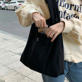 Minimalist Canvas Shoulder Bag High Capacity Totes Shopping Eco-Friendly