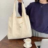 Minimalist Canvas Shoulder Bag High Capacity Totes Shopping Eco-Friendly