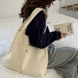 Minimalist Canvas Shoulder Bag High Capacity Totes Shopping Eco-Friendly