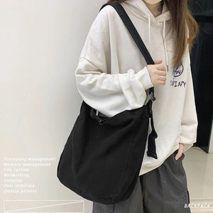 Minimalist Solid Shoulder Bags 100% Cotton Unisex Crossbody Bags