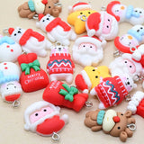 Christmas Charms Resin Flatback Santa Claus Christmas Tree Gift Bag Pendant
