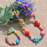 Sweet Girl's Cartoon Jewelry Set: Wooden Necklace & Bracelet