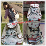 Miyahouse Cat Printed Drawstring Backpack Large Capacity School Bag