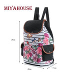 Miyahouse Dragonfly Floral Print Canvas Backpack for Teenage Girls