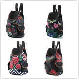 Miyahouse Dragonfly Floral Print Canvas Backpack for Teenage Girls