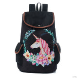 Miyahouse Dragonfly Floral Print Canvas Backpack for Teenage Girls