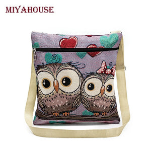Miyahouse Couple Owl Printed Summer Crossbody Bag Shoulder Bag For Teenage Girls