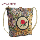Miyahouse Embroidered Shoulder Bag Vintage Rose Crossbody Floral Messenger