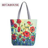 Miyahouse Floral Canvas Beach Bag for Women