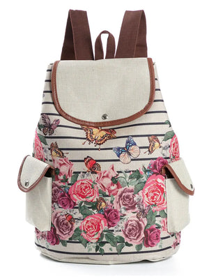 Miyahouse Canvas Backpack Women Drawstring Bag Travel Rucksack