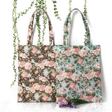 Miyahouse Floral Print Tote Bag Zipper Handbag
