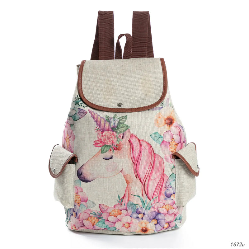 Miyahouse Unicorn Printed Backpack Girls Drawstring School Bag
