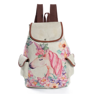 Miyahouse Unicorn Printed Backpack Girls Drawstring School Bag