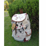 Miyahouse Cats Printed Canvas Backpack for Teenage Girls
