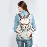 Miyahouse Cats Printed Canvas Backpack for Teenage Girls