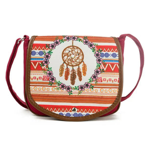 Miyahouse Small Retro Messenger Bag Canvas Stripe Saddle Shoulder Bag